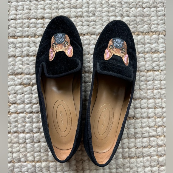 French Bulldog Velvet Loafer - Picture 1 of 3